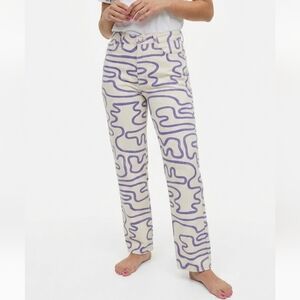 Sara Blue and Cream Patterned Trousers